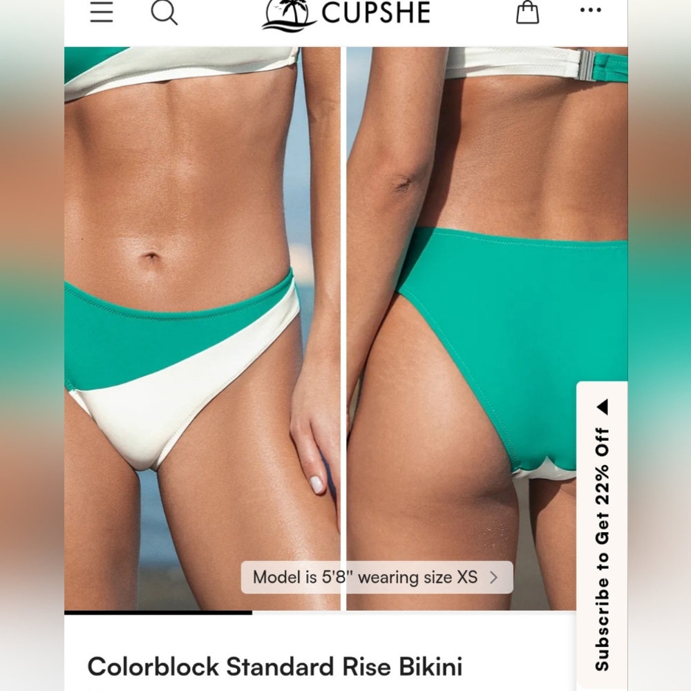 Cupshe Green and White Bandeau Bikini Top And Bottom Set